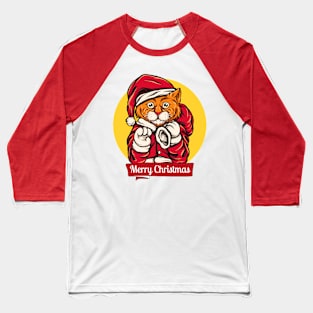 Merry Christmas Santa Cat Baseball T-Shirt